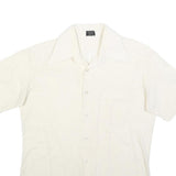HALEMAN Mens Cream Shirt Cotton Blend M Button Front Casual Style
