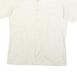 HALEMAN Mens Cream Shirt Cotton Blend M Button Front Casual Style