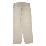 CARHARTT Mens Regular Beige Cotton Blend Zip Trousers W38 L36 Workwear Durable