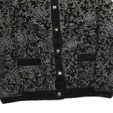 YESSICA Womens Black & Silver Floral Pattern Button Jacket M Polyester Velvet
