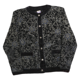 YESSICA Womens Black & Silver Floral Pattern Button Jacket M Polyester Velvet