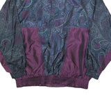 LAVON Womens Purple Blue Paisley Jacket L Polyester Blend Zip Casual Patterned