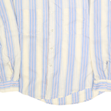 Mens White & Blue Striped Relaxed Fit Polyester Blend Shirt S Casual Smart