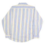 Mens White & Blue Striped Relaxed Fit Polyester Blend Shirt S Casual Smart