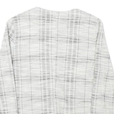 Womens White & Grey Check Cotton Blend Jacket S Woven Zip Closure Stylish
