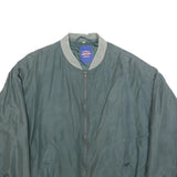 LET'S GO Mens Green Silk Bomber XL Jacket Plain Zip Pocketed