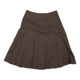 LAURA ASHLEY Womens Brown Animal Print Pleated Midi Polyester Blend Skirt UK 12
