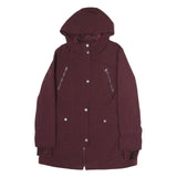 NAUTICA Womens Maroon Hooded Zip Jacket L Cotton Blend Casual Outerwear