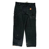 Carhartt Double Knee Carpenter Jeans - 36W 32L Black Cotton