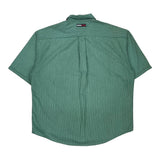 Tommy Jeans Striped Short Sleeve Shirt - Large Green Cotton