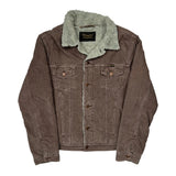 Wrangler Sherpa Lined Cord Jacket - Large Brown Corduroy