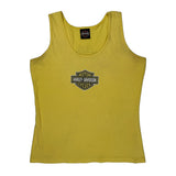 Motorcycles Harley Davidson Graphic Tank Top - Medium Yellow Cotton