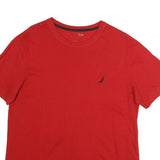 NAUTICA Mens Red Crew Neck Short Sleeve T-Shirt M Cotton Classic Logo