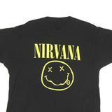 NIRVANA Mens Black Graphic T-Shirt L Short Sleeve Crew Neck Band Logo Print