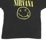 NIRVANA Mens Black Graphic T-Shirt L Short Sleeve Crew Neck Band Logo Print