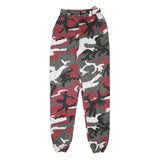 Womens Relaxed Fit Red Black & Grey Camouflage Cotton Blend Trousers W24 L32 Zip
