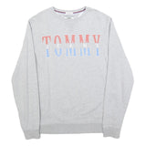 TOMMY JEANS Mens Grey Cotton Blend Crew Neck M Sweatshirt Logo Print Casual