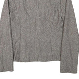 H&M Womens Grey Brown Cotton Blend Button Jacket S Woven Tailored Chic