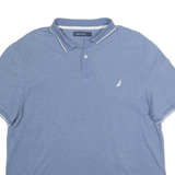NAUTICA Mens Blue Short Sleeve Plain XL Cotton Polo Shirt Classic Fit