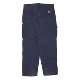 CARHARTT Mens Navy Blue Regular Fit Straight Trousers W40 L34 Cotton Blend Zip