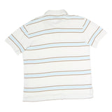 TOMMY HILFIGER Mens White & Blue Striped Short Sleeve Polo Shirt XL Classic Fit