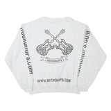 COTTON DELUXE Mens White Rockdrops Crew Neck L Sweatshirt Graphic Print