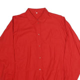 Womens Red Long Sleeve Shirt L Cotton Blend Button Shirt Casual
