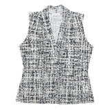 CALVIN KLEIN Womens Black & White Printed Sleeveless V-Neck Top M Elegant