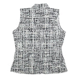 CALVIN KLEIN Womens Black & White Printed Sleeveless V-Neck Top M Elegant