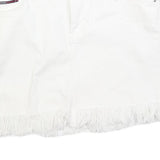 TOMMY HILFIGER Womens White Cotton Blend Mini Skirt Fringed Hem M Casual Denim