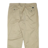 DOCKERS Mens Relaxed Beige Cotton Blend Trousers W38 L30 Zip Closure