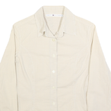 TOMMY HILFIGER Womens Beige Check Shirt UK 6 Classic Cotton Blend Long Sleeve