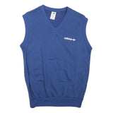 ADIDAS Womens Blue Sleeveless V-Neck M Logo Sweatshirt Vest Casual