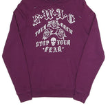 DOWN UP Womens Purple Hoodie S Swag Tour Crew Graphic Cotton Blend Pullover