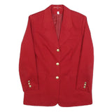 Womens Red Classic Jacket UK 10 Polyester Blend Button Plain Elegant Buttoned