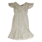 LAUREN RALPH LAUREN Womens Cream Lace Fit & Flare Woven Dress UK 6 V-Neck Short