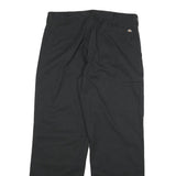 DICKIES Mens Black Cotton Blend Regular Straight Trousers W34 L31 Workwear Zip