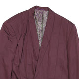 Womens Purple Plain Button Polyester Blend Jacket M Paisley Lining