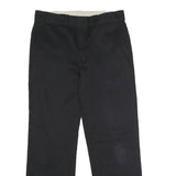 DICKIES Mens Polyester Blend Black Classic Straight Trousers W32 L30 Zip Closure