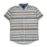 Tommy Hilfiger Striped Short Sleeve Shirt - 2XL Blue Cotton