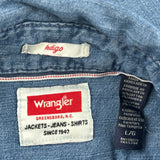 Wrangler Denim Shirt - Large Blue Cotton