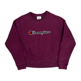 Reverse Weave Champion Spellout Sweatshirt - Large Purple Cotton