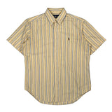 Ralph Lauren Striped Short Sleeve Shirt - Medium Yellow Cotton
