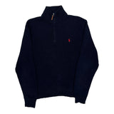 Polo By Ralph Lauren 1/4 Zip - Large Navy Cotton
