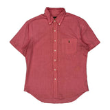 Ralph Lauren Slim Fit Short Sleeve Shirt - Large Red Cotton