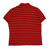 Lacoste Striped Polo Shirt - Large Red Cotton
