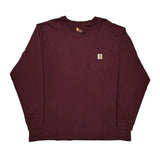 Carhartt Long Sleeve T-Shirt - 2XL Burgundy Cotton