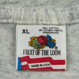 Made In USA Single Stitch Fruit Of The Loom Graphic T-Shirt - XL Grey Cotton