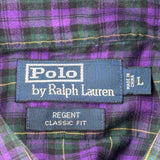 Regent Polo By Ralph Lauren Checked Flannel Shirt - Large Green Cotton