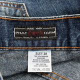 Patchwork Design Phat Farm Baggy Jeans - 38W 22L Blue Cotton